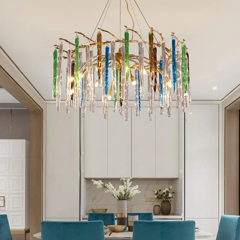 Interior Design Luxury Living Room - Lampade da soffitto in cristallo colorato