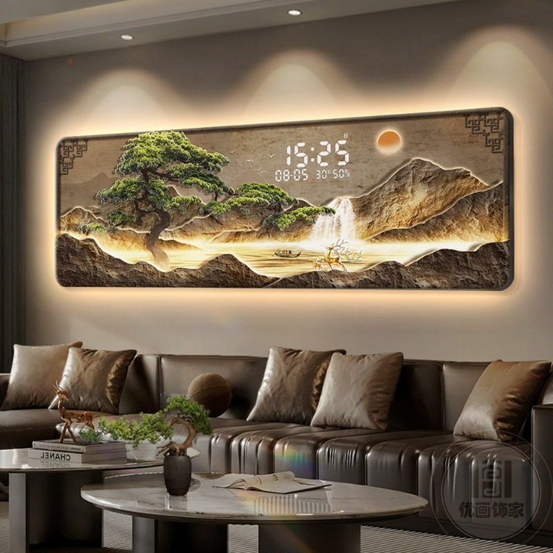 Interior Design Luxury Living Room - Orologio da Parete Digitale di Lusso