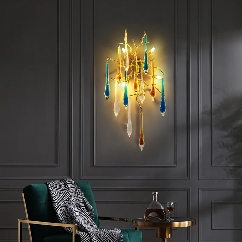 Interior Design Luxury Living Room - Lampade da soffitto in cristallo colorato